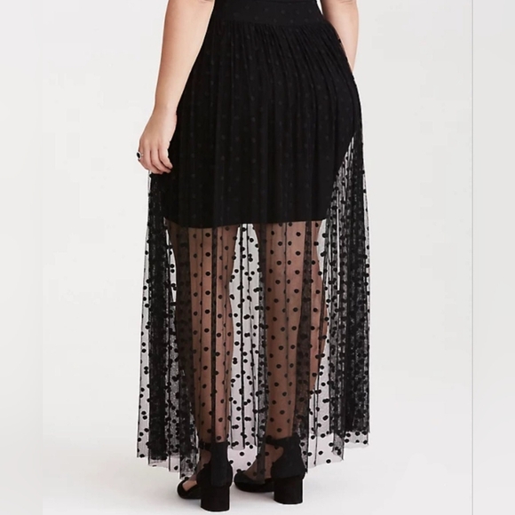 Polka Dot Mesh Maxi Skirt - Picture 2 of 2